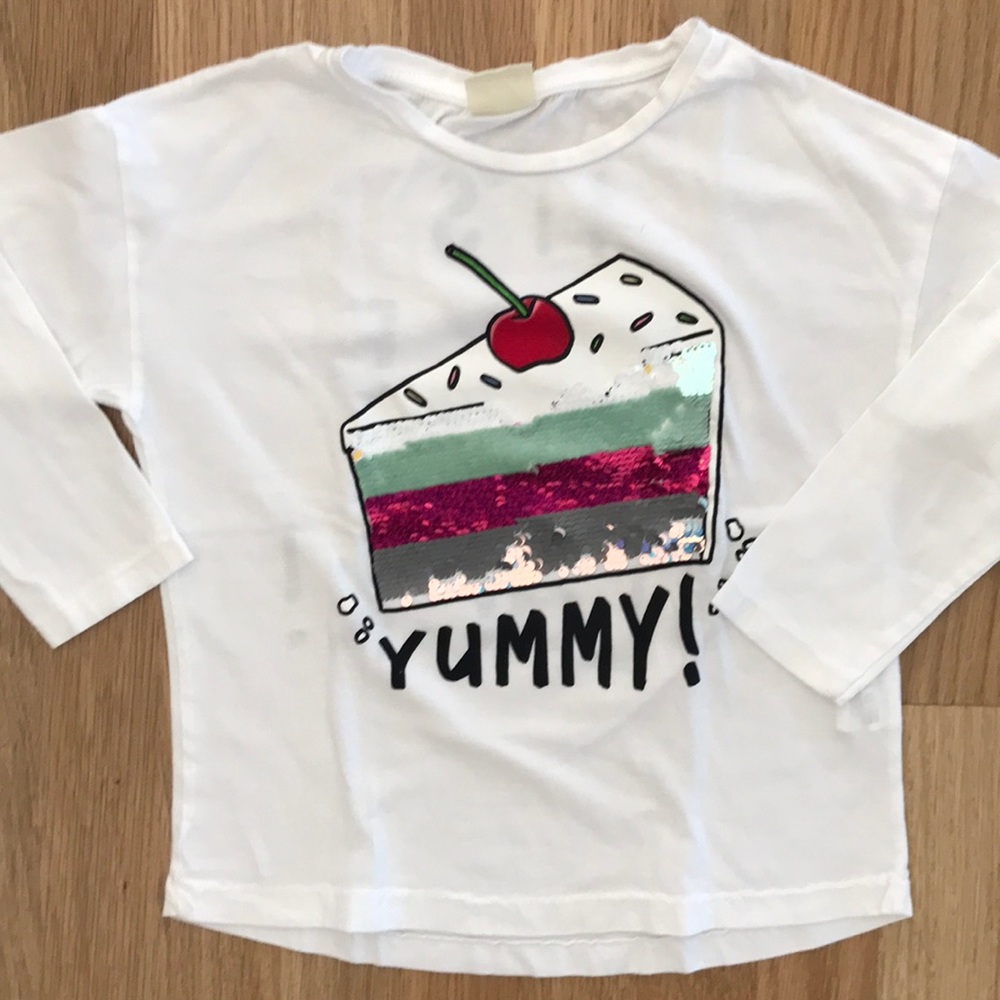 Four Zara sequined (flippy) long sleeve T-shirt’s